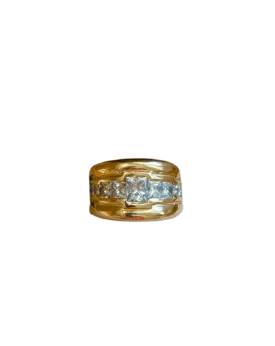 Bague 50 Bague bandeau en or jaune 18 carats et diamants taille princesse 58 Facettes dsq