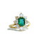 Bague 57 GemParis - Bague marguerite en or jaune 18k, émeraude de Zambie et diamants 58 Facettes 250