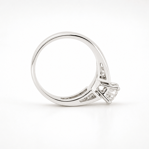 Bague 56 Solitaire - Bague en or blanc 18 carats et diamants naturels 58 Facettes 90291-ac11996