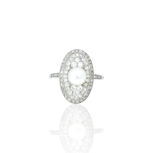 Bague 54 Bague ancienne - Bague en or sertie de diamants et perle 58 Facettes BAGUE-0001