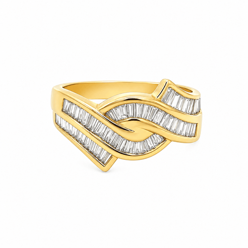 Bague 56 Eternal Waves - Bague en or blanc 750 et diamants taille baguette 58 Facettes 50453