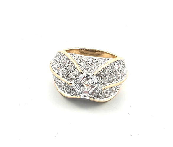 Bague 52 Bague rétro - Diamants en or jaune 18 ct 58 Facettes 294/26 D