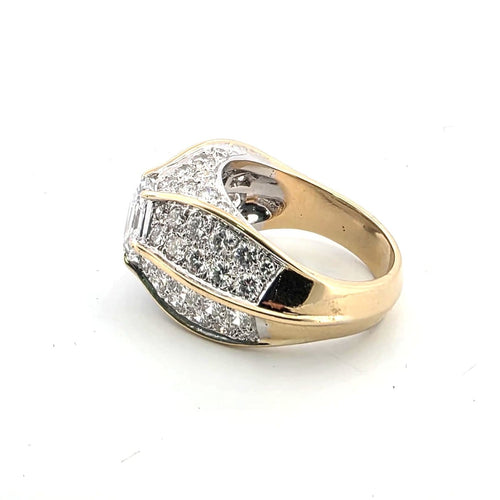 Bague 52 Bague rétro - Diamants en or jaune 18 ct 58 Facettes 294/26 D