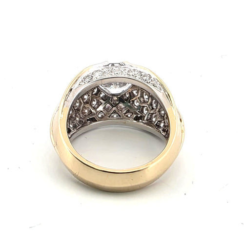 Bague 52 Bague rétro - Diamants en or jaune 18 ct 58 Facettes 294/26 D