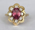Bague 52 Bague cocktail entourage en or jaune 18 ct avec grenat et diamants 58 Facettes ring