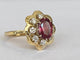 Bague 52 Bague cocktail entourage en or jaune 18 ct avec grenat et diamants 58 Facettes ring