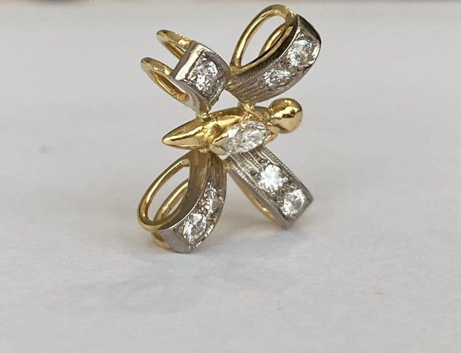 Pendentif Pendentif papillon en or blanc/jaune 18 kt et diamants 58 Facettes pendant