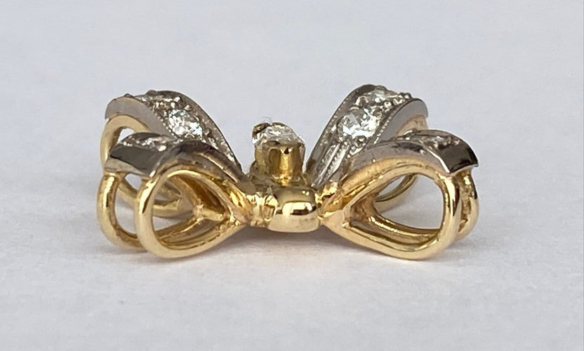 Pendentif Pendentif papillon en or blanc/jaune 18 kt et diamants 58 Facettes pendant