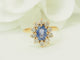 Bague 50.5 Bague entourage en or jaune 18 kt saphir Ceylan 1 ct et diamants 58 Facettes 33720