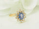 Bague 50.5 Bague entourage en or jaune 18 kt saphir Ceylan 1 ct et diamants 58 Facettes 33720