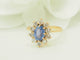 Bague 50.5 Bague entourage en or jaune 18 kt saphir Ceylan 1 ct et diamants 58 Facettes 33720