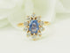 Bague 50.5 Bague entourage en or jaune 18 kt saphir Ceylan 1 ct et diamants 58 Facettes 33720