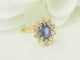 Bague 50.5 Bague entourage en or jaune 18 kt saphir Ceylan 1 ct et diamants 58 Facettes 33720