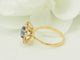Bague 50.5 Bague entourage en or jaune 18 kt saphir Ceylan 1 ct et diamants 58 Facettes 33720