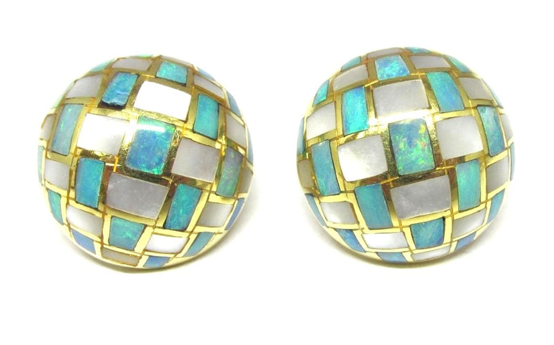 Boucles d'oreilles Tiffany - Boucles d’oreilles vintage en or jaune 18 ct à mosaïque 58 Facettes OR MOSAICO