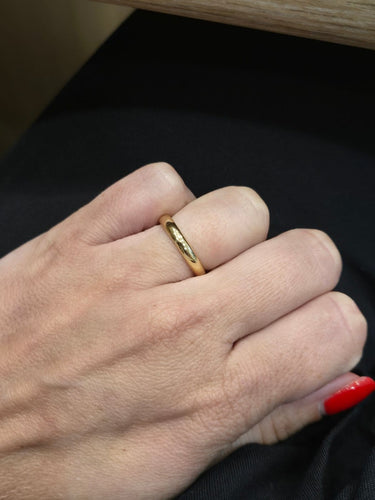 Bague 50 Alliance - Bague demi-jonc bombée en or jaune 18k 58 Facettes STBO95