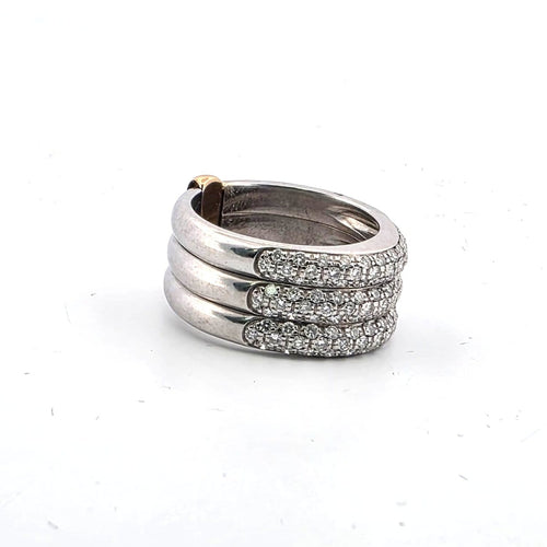 Bague 55 Bague fascione en or blanc et jaune avec diamants 58 Facettes 1405 E OC