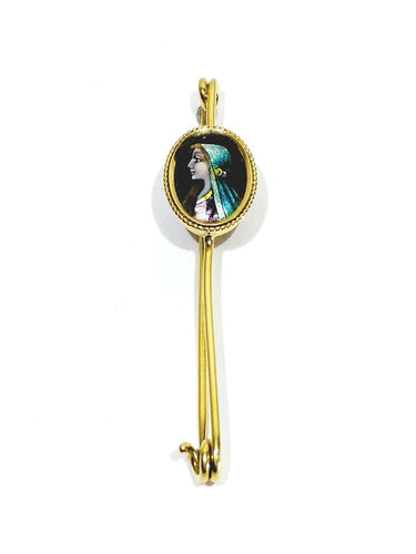 Broche Bonnadier Limoges - Épingle en or jaune 18 carats et émail 58 Facettes ID: 1750671