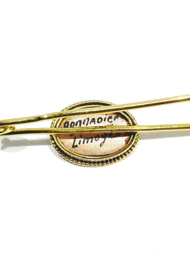 Broche Bonnadier Limoges - Épingle en or jaune 18 carats et émail 58 Facettes ID: 1750671
