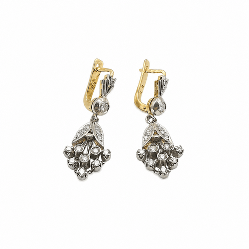 Boucles d'oreilles Boucles d'oreilles bouquet anciennes en or jaune et diamants 58 Facettes Boucles d'oreilles bouquet ancienne en or et diamants