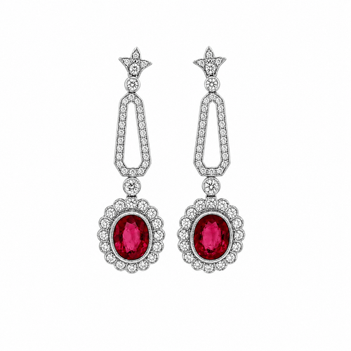Boucles d'oreilles Boucles d’oreilles - Rubellites roses et diamants en platine 58 Facettes 50456