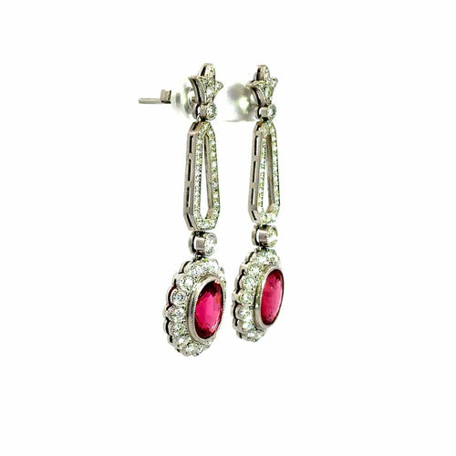 Boucles d'oreilles Boucles d’oreilles - Rubellites roses et diamants en platine 58 Facettes 50456