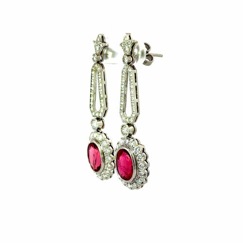 Boucles d'oreilles Boucles d’oreilles - Rubellites roses et diamants en platine 58 Facettes 50456