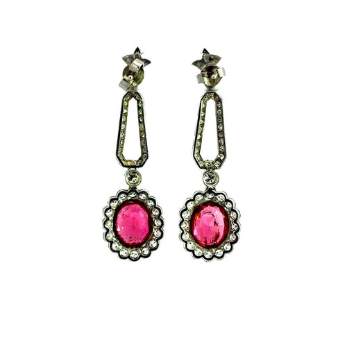 Boucles d'oreilles Boucles d’oreilles - Rubellites roses et diamants en platine 58 Facettes 50456