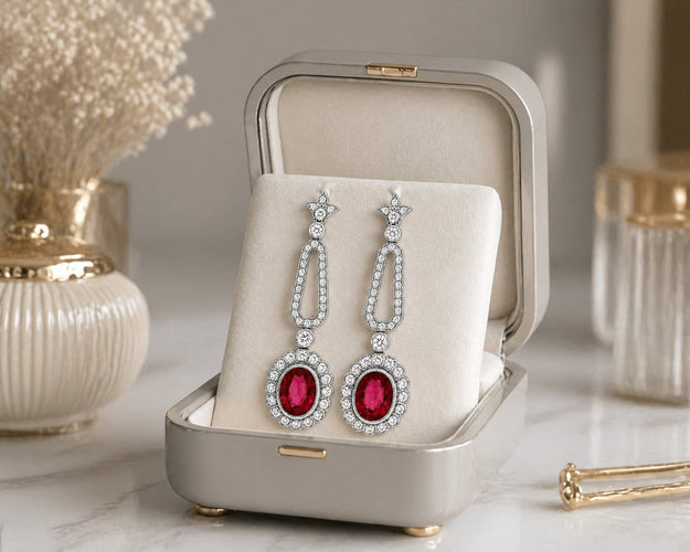 Boucles d'oreilles Boucles d’oreilles - Rubellites roses et diamants en platine 58 Facettes 50456