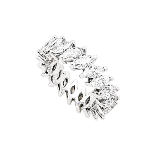 Bague 49 Alliance, platine et diamants navettes. 58 Facettes 35538