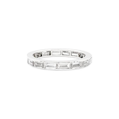 Bague 51 Bague Van Cleef & Arpels, alliance "Romance", platine et diamants baguettes. 58 Facettes 35590