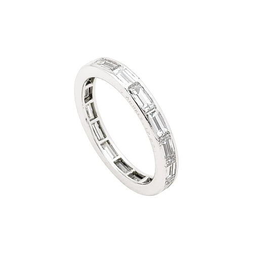Bague 51 Bague Van Cleef & Arpels, alliance "Romance", platine et diamants baguettes. 58 Facettes 35590