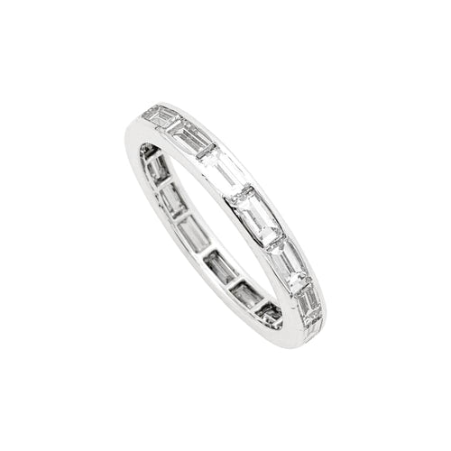 Bague 51 Bague Van Cleef & Arpels, alliance "Romance", platine et diamants baguettes. 58 Facettes 35590