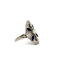 Bague 54 Art déco - Bague fleur en or blanc 18k saphirs et diamants pavés 58 Facettes 50458