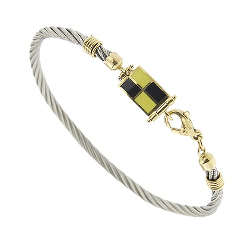 Bracelet Bracelet avec pavillon nautique en acier et or jaune 18 ct 58 Facettes 39307