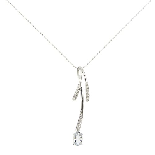 Collier Collier - Pendentif en or blanc 18 ct avec topaze et diamants 58 Facettes 41468