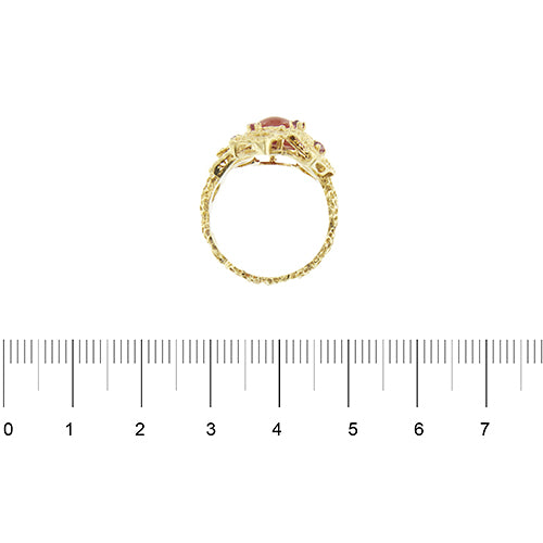 Bague Bague - Corail cabochon et rubis en or jaune 18 ct 58 Facettes 39754
