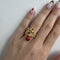 Bague Bague - Corail cabochon et rubis en or jaune 18 ct 58 Facettes 39754
