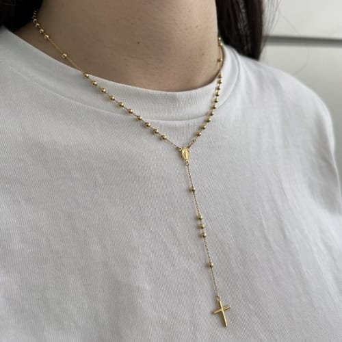 Collier Collier chapelet - Collier en or jaune 18 ct avec médaille et croix 58 Facettes 36947