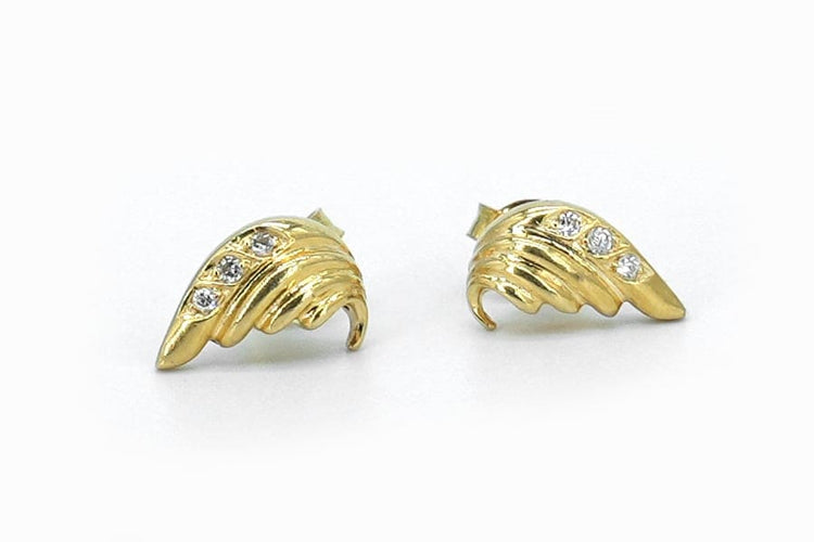 Boucles d'oreilles Puces d'oreilles Ailes en or jaune 18 carats et diamants 58 Facettes Puces d'oreilles 149/9