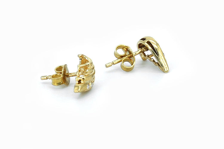 Boucles d'oreilles Puces d'oreilles Ailes en or jaune 18 carats et diamants 58 Facettes Puces d'oreilles 149/9