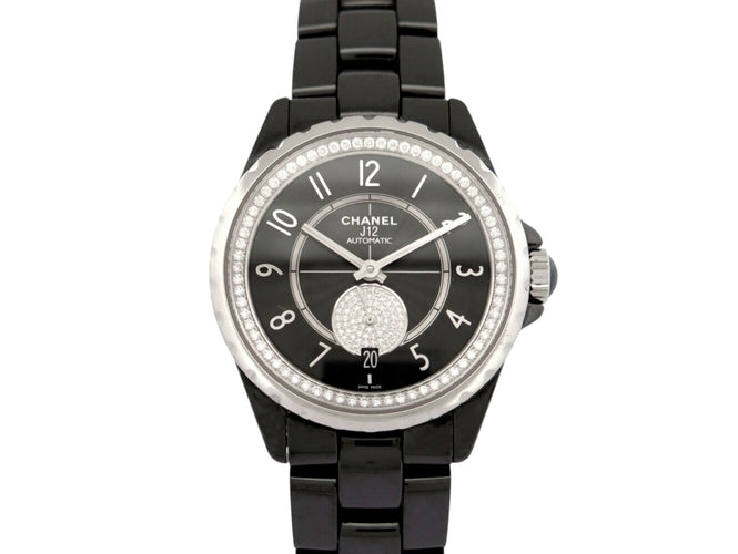 Montre Chanel J12-365 H3840 - Montre automatique en céramique noire sertie de diamants 58 Facettes 274462