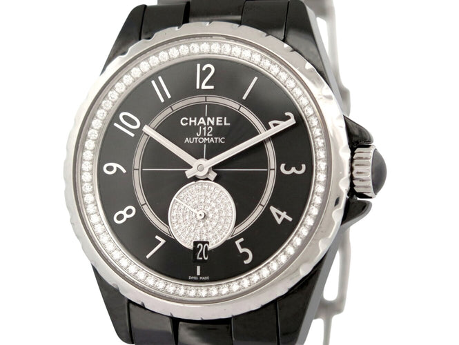 Montre Chanel J12-365 H3840 - Montre automatique en céramique noire sertie de diamants 58 Facettes 274462