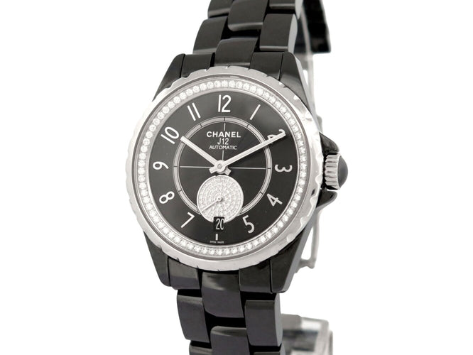 Montre Chanel J12-365 H3840 - Montre automatique en céramique noire sertie de diamants 58 Facettes 274462