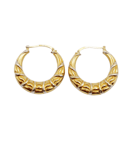 Boucles d'oreilles Créoles vintage en or blanc et jaune 18k 58 Facettes A06930