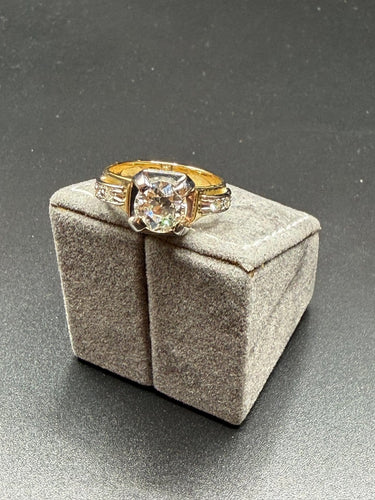 Bague 54 Bague en or jaune et platine avec diamant 1,40 ct 58 Facettes 1595/1