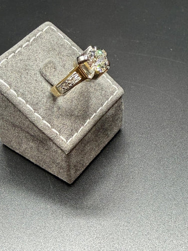 Bague 54 Bague en or jaune et platine avec diamant 1,40 ct 58 Facettes 1595/1