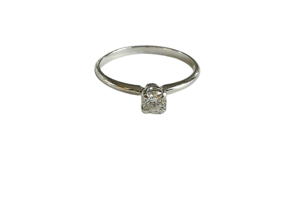 Bague 54 Guy Baruch - Bague solitaire en or blanc 750 sertie d’un diamant 58 Facettes 010