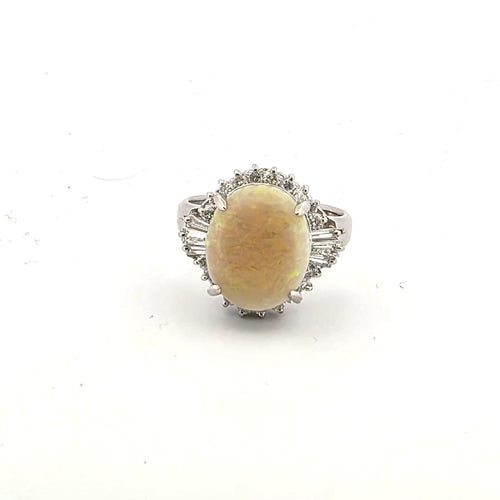 Bague 52 Bague en platine avec opale d’Éthiopie et diamants 58 Facettes 1607/C SHD 45/25