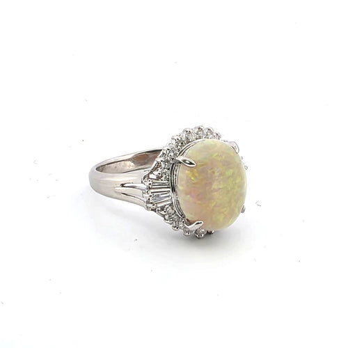 Bague 52 Bague en platine avec opale d’Éthiopie et diamants 58 Facettes 1607/C SHD 45/25